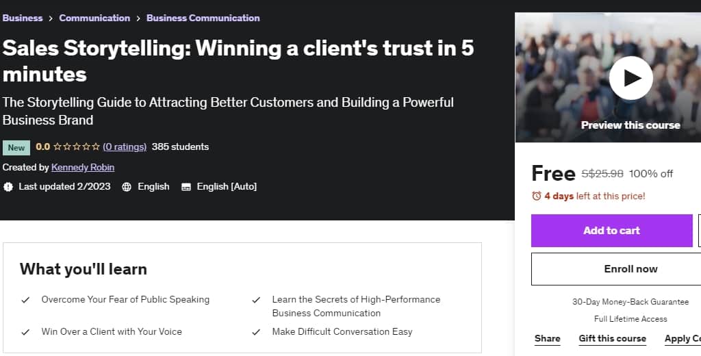 Sales Storytelling: Winning a client's trust in 5 minutes