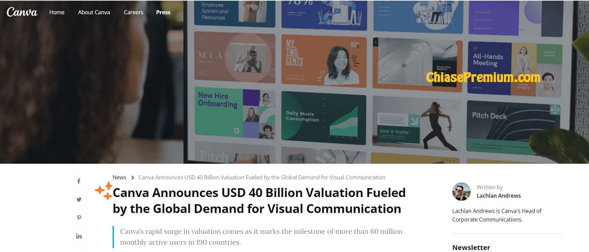 Canva trở thành công ty với giá trị hơn 40 tỷ USD. 