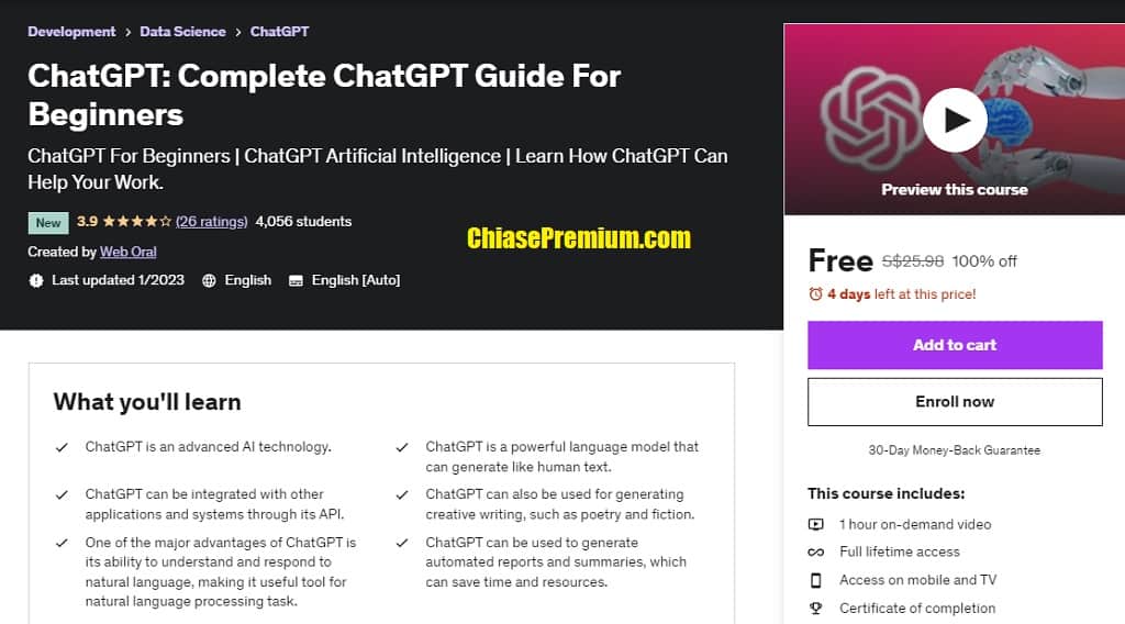 ChatGPT: Complete ChatGPT Guide For Beginners course - Thành thạo ChatGPT từ cơ bản đến nâng cao.
