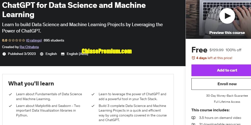 ChatGPT for Data Science and Machine Learning