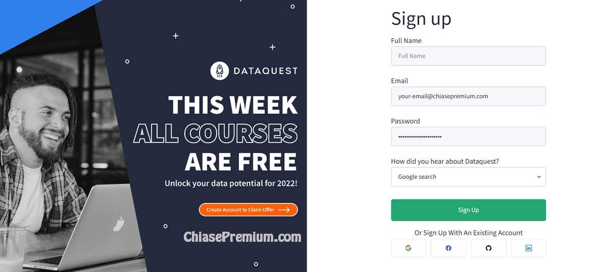 Đăng ký tài khoản Dataquest Premium miễn phí & lấy chứng chỉ