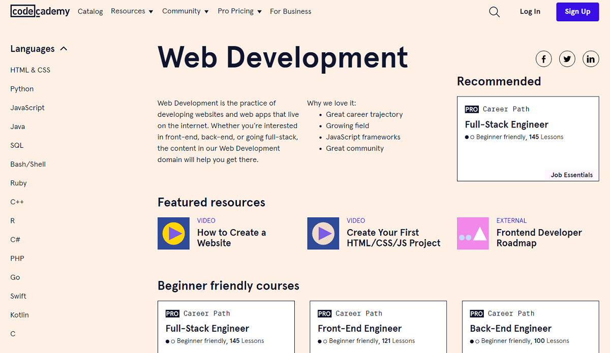 Codeacdemy cập nhật Web Development Career Paths
