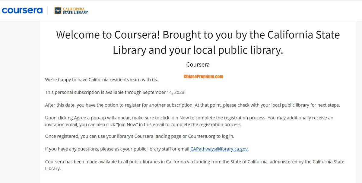 Thông báo về thời gian truy cập miễn phí vào Coursera