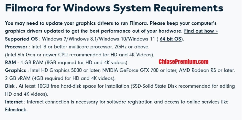 Filmora for Windows System Requirements