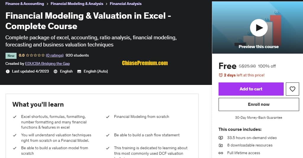 Financial Modeling & Valuation in Excel - Complete Course