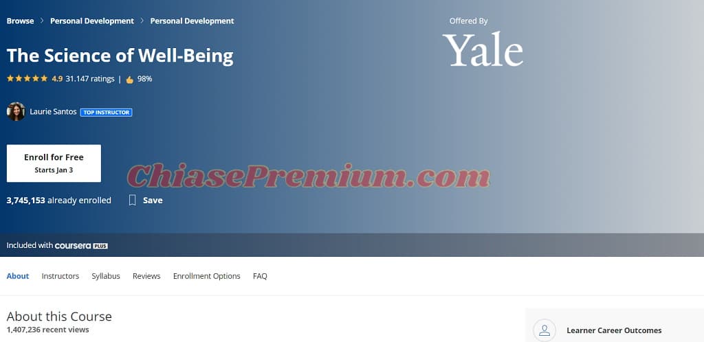 The Science of Well-Being (Yale) trên Coursera Plus