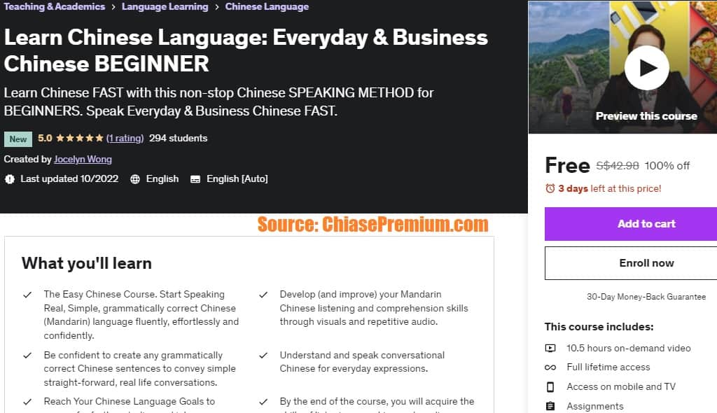 Learn Chinese Language: Everyday & Business Chinese BEGINNER