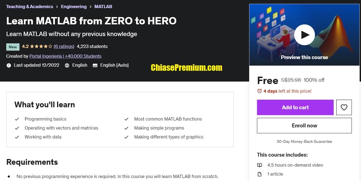 Learn MATLAB from ZERO to HERO free