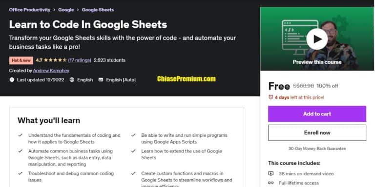 Learn to Code In Google Sheets course