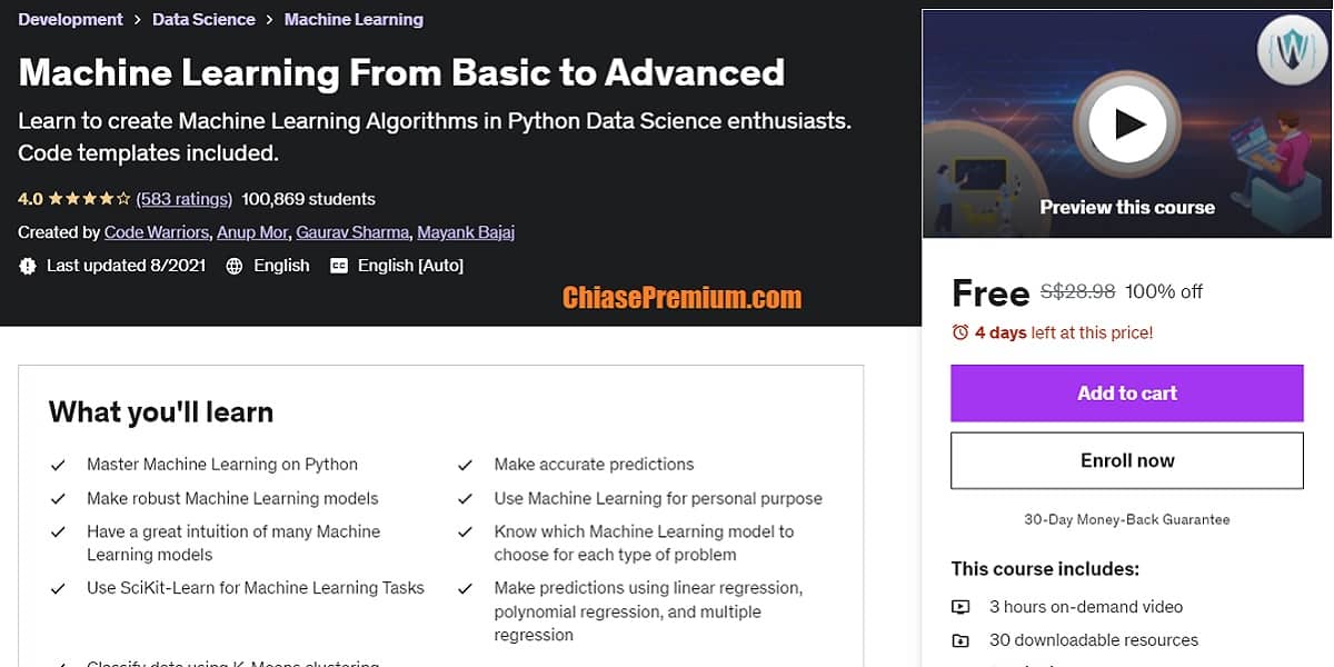 Machine Learning From Basic to Advanced course