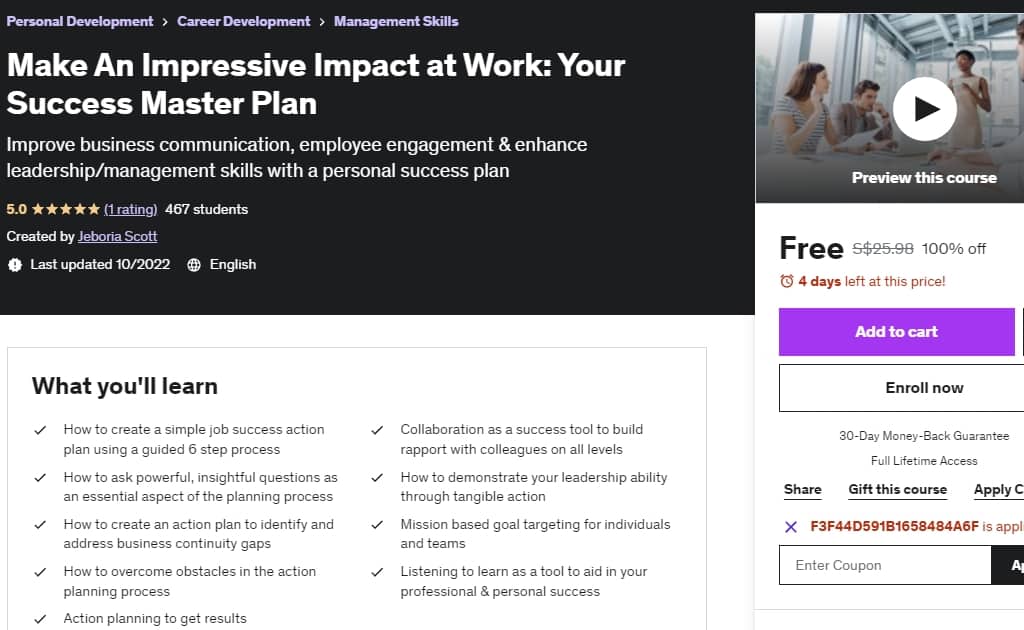 Make An Impressive Impact at Work: Your Success Master Plan free