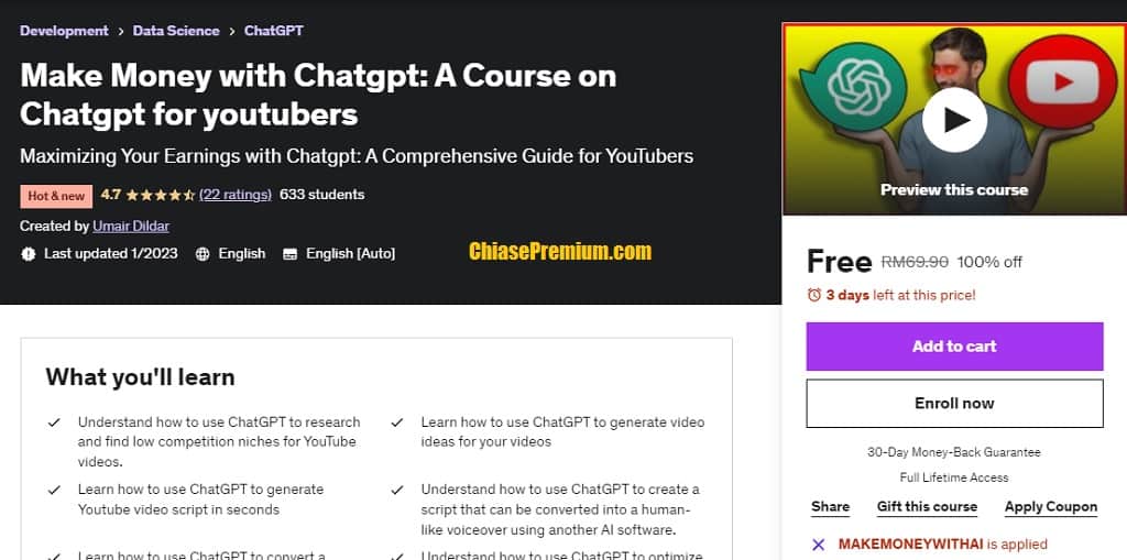 Make Money with Chatgpt: A Course on Chatgpt for youtubers