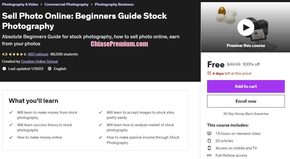 Sell Photo Online course | Free