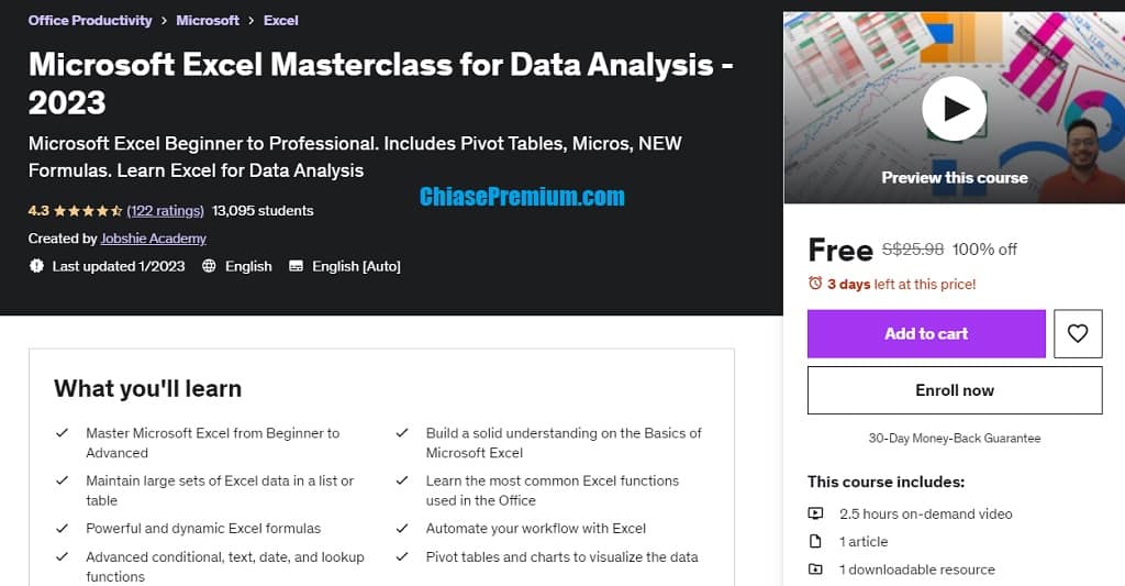 Microsoft Excel Masterclass for Data Analysis - 2023