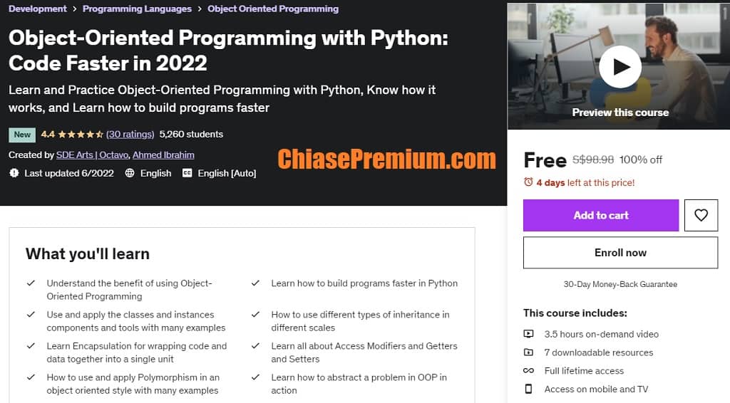 Object-Oriented Programming with Python: Code Faster in 2022
