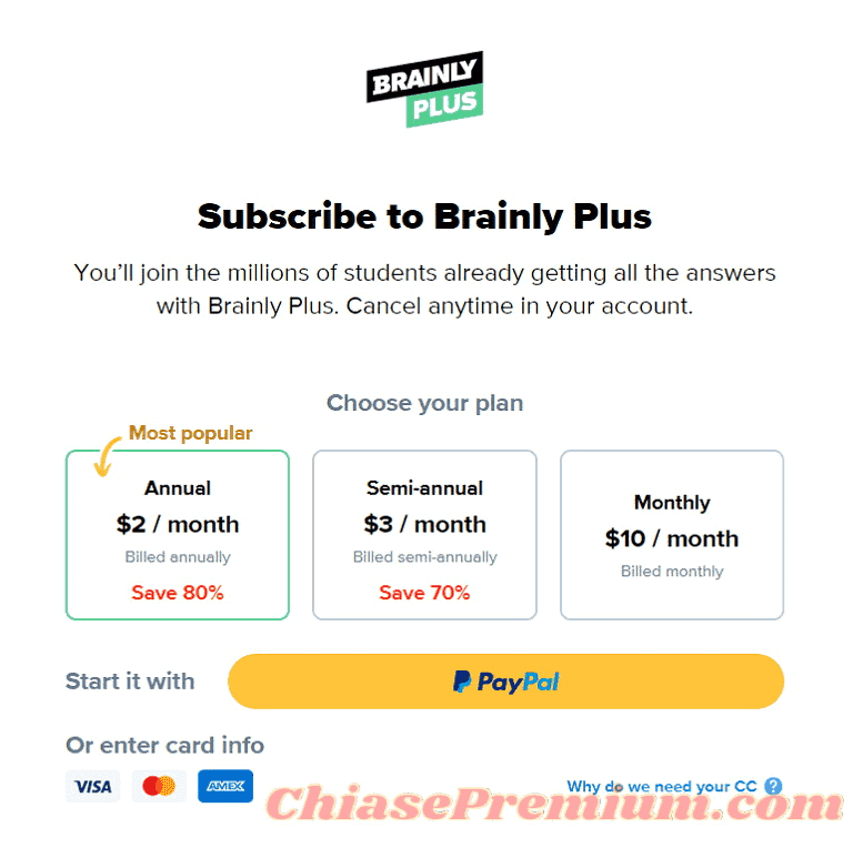 Chi phí đăng ký Brainly Plus không quá đắt, đặc biệt là khi đăng ký gói hàng năm