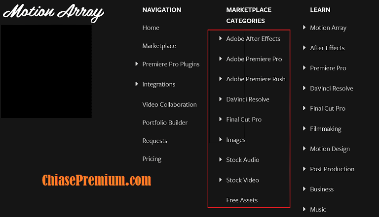 Danh sách các chủ đề tài nguyên thiết kế bạn có thể tải về từ Motion Array