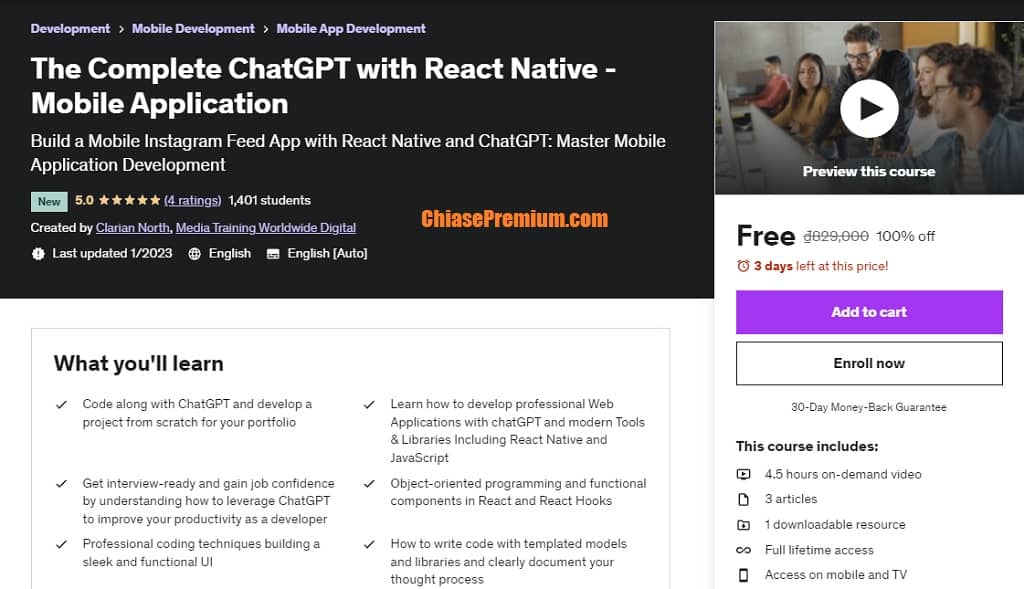 The Complete ChatGPT with React Native - Mobile Application