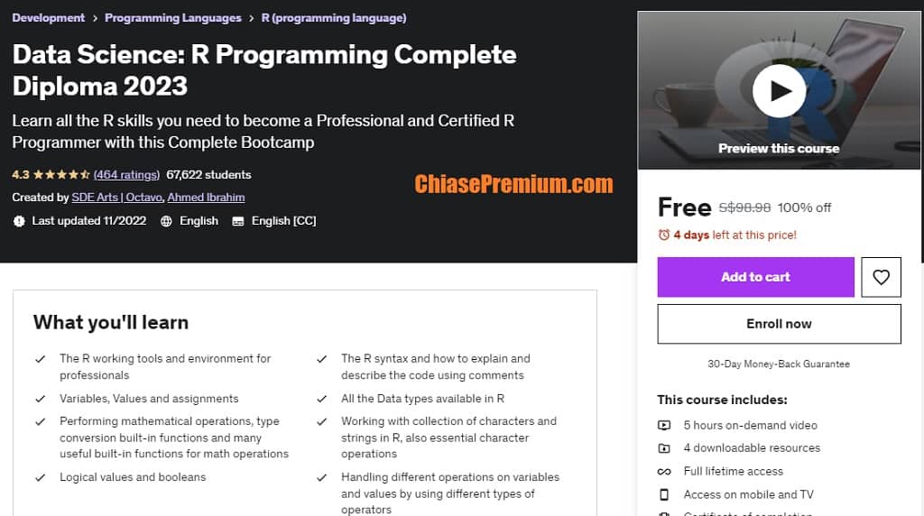 Data Science: R Programming Complete Diploma 2023