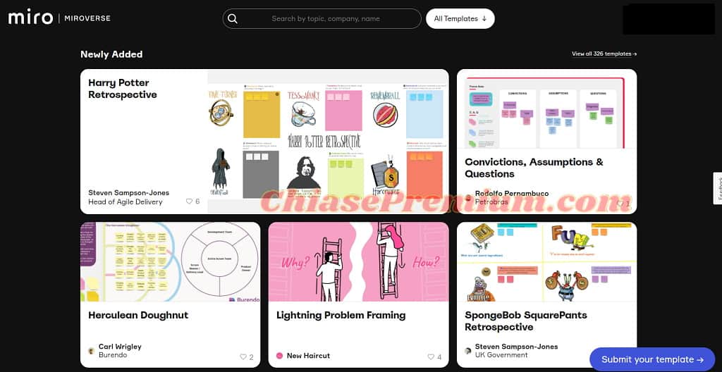 Miroverse là cộng đồng dành cho người dùng Miro, nơi chia sẻ và tìm kiếm những templates độc đáo, đa dạng cho chính người dùng tạo ra.
