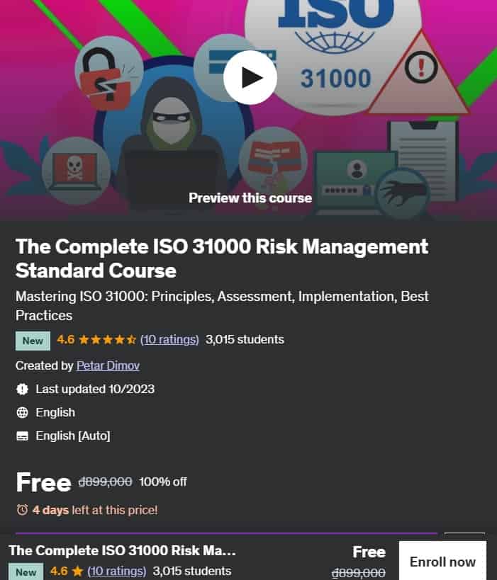 ISO 31000 Risk Management Standard Course