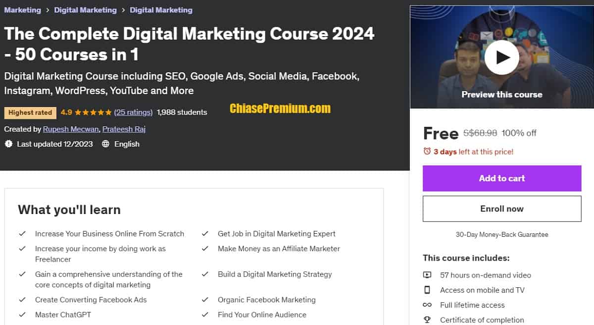 Free The Complete Digital Marketing Course 2024 - 50 Courses in 1