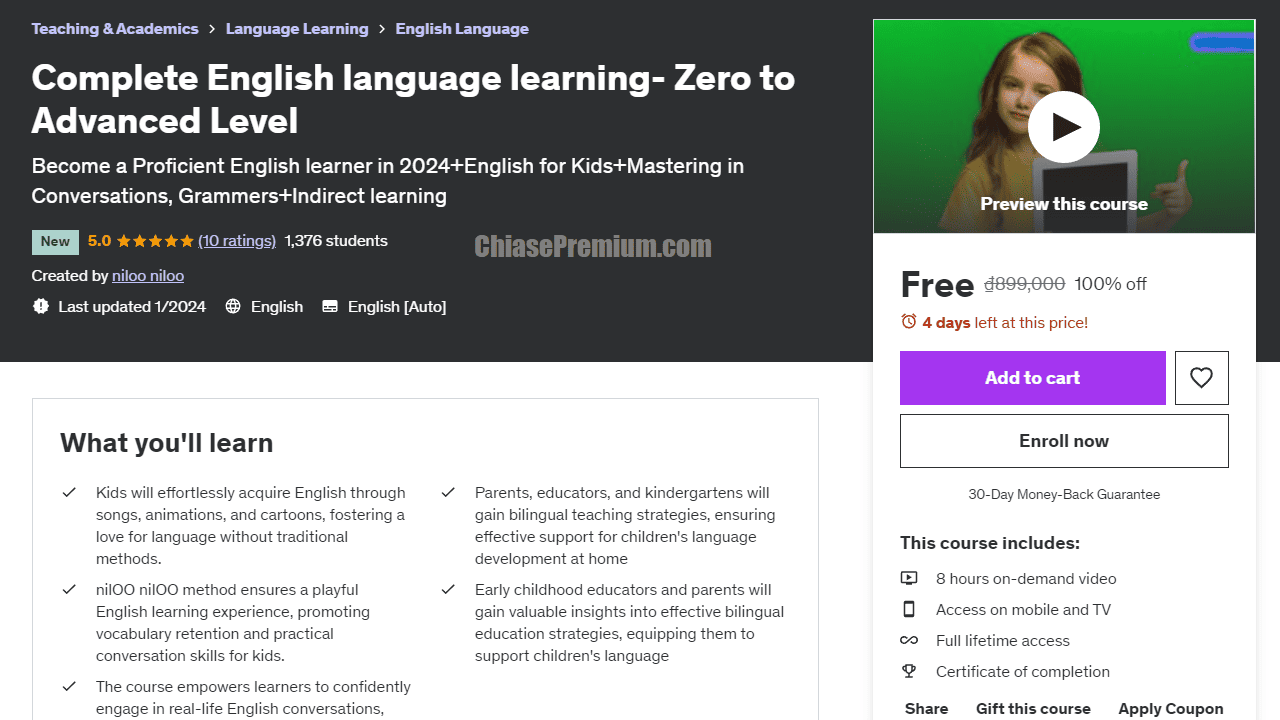 Complete English language learning- Zero to Advanced Level