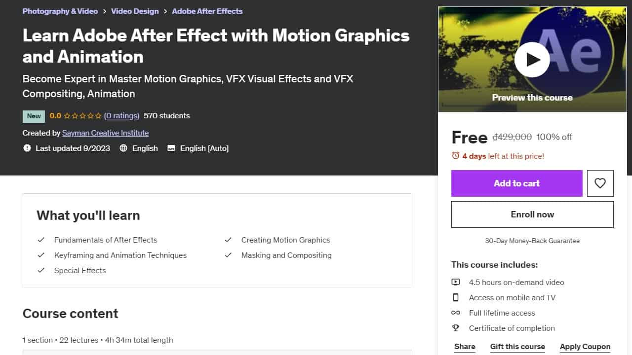 Khóa học Motion Graphics Basic To Intermediate miễn phí