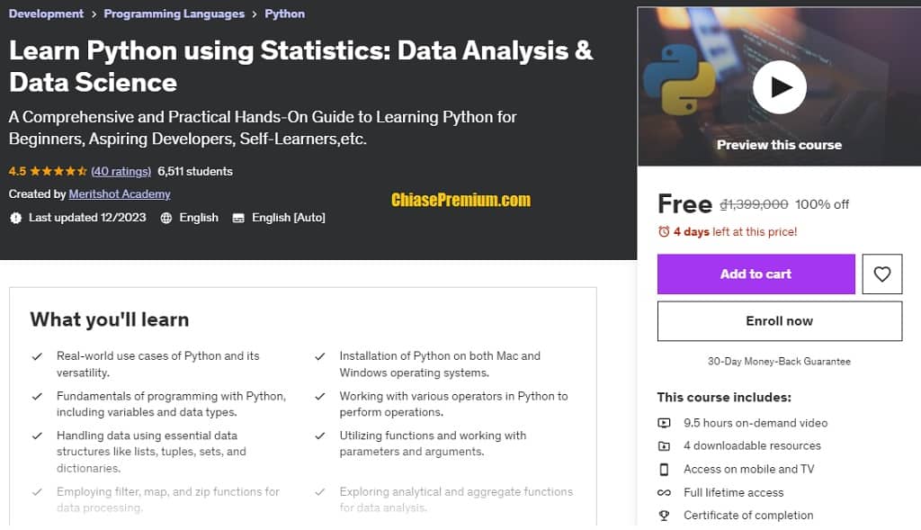 Learn Python using Statistics: Data Analysis & Data Science
