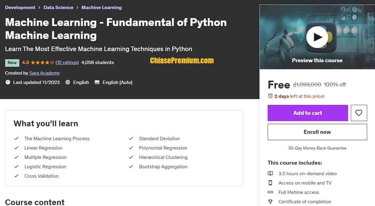 Learn The Most Effective Machine Learning Techniques in Python course