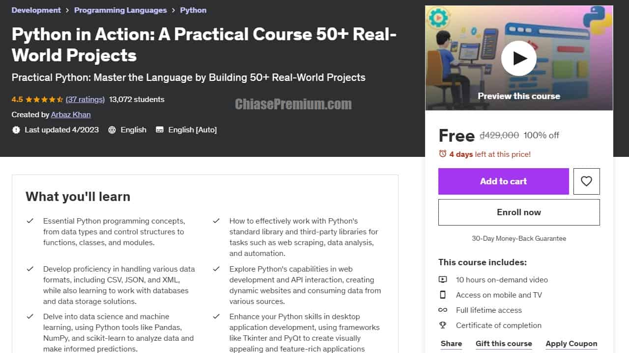 Python in Action: A Practical Course 50+ Real-World Projects